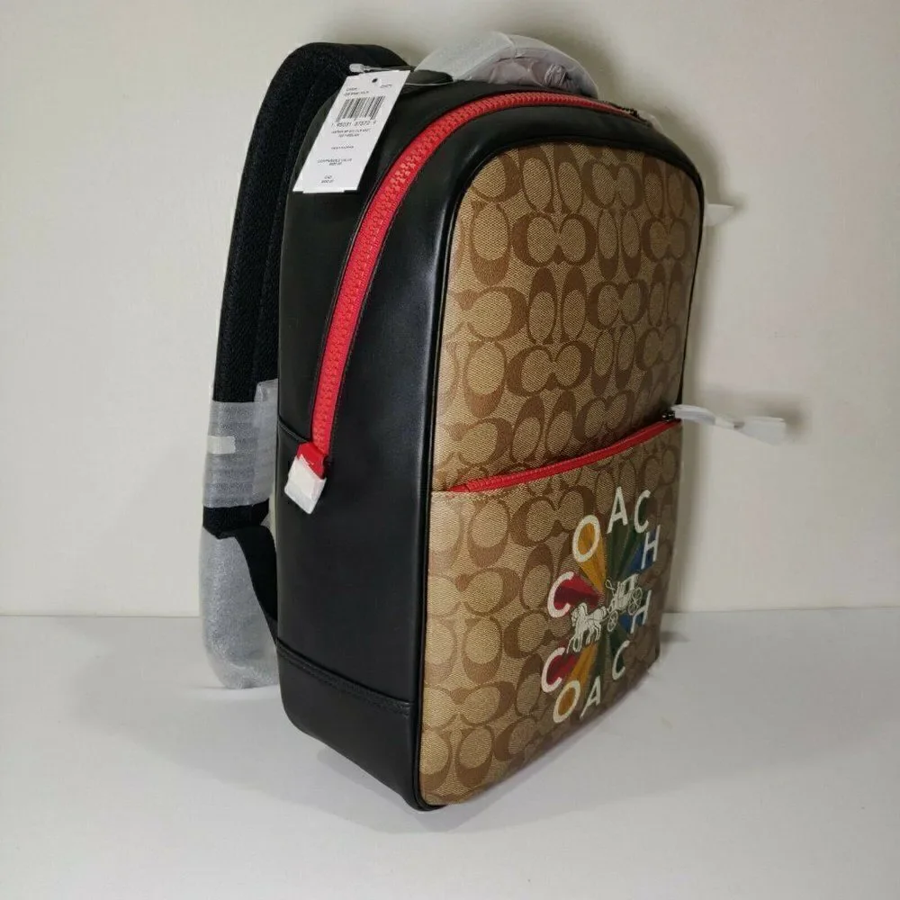 NWT C6856 Coach Westway Backpack In Signature Canvas Radial Rainbow